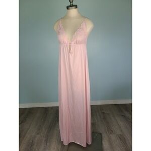 VTG Flair M Babydoll Maxi Slip Dress Pink Lacy Coquette Y2K Retro 60s Union Tag